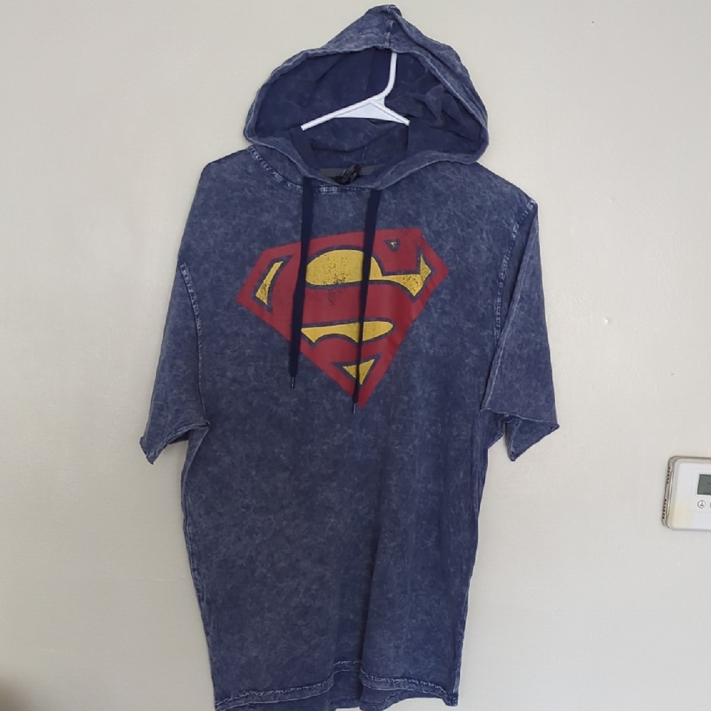 DC Comics Blue Superman Short Sleeve Hoodie Tee